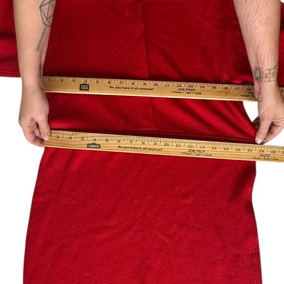Vintage Dress Womens Size Medium Red Long Sleeve Collar Retro Bold Indie Office - Picture 3 of 10